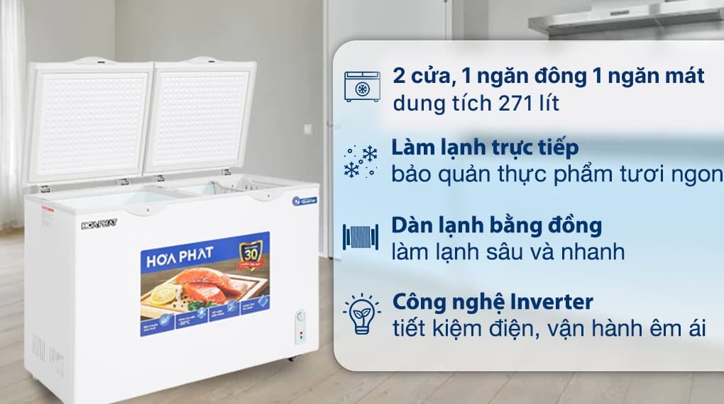 Ảnh Tủ đông Hòa Phát Inverter 271 Lít HPF BD8271