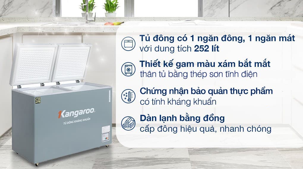 Ảnh Tủ đông Kangaroo 252 lít KGFZ312NK2