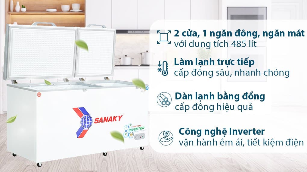 Ảnh Tủ đông Sanaky Inverter 485 lít VH-6699W3