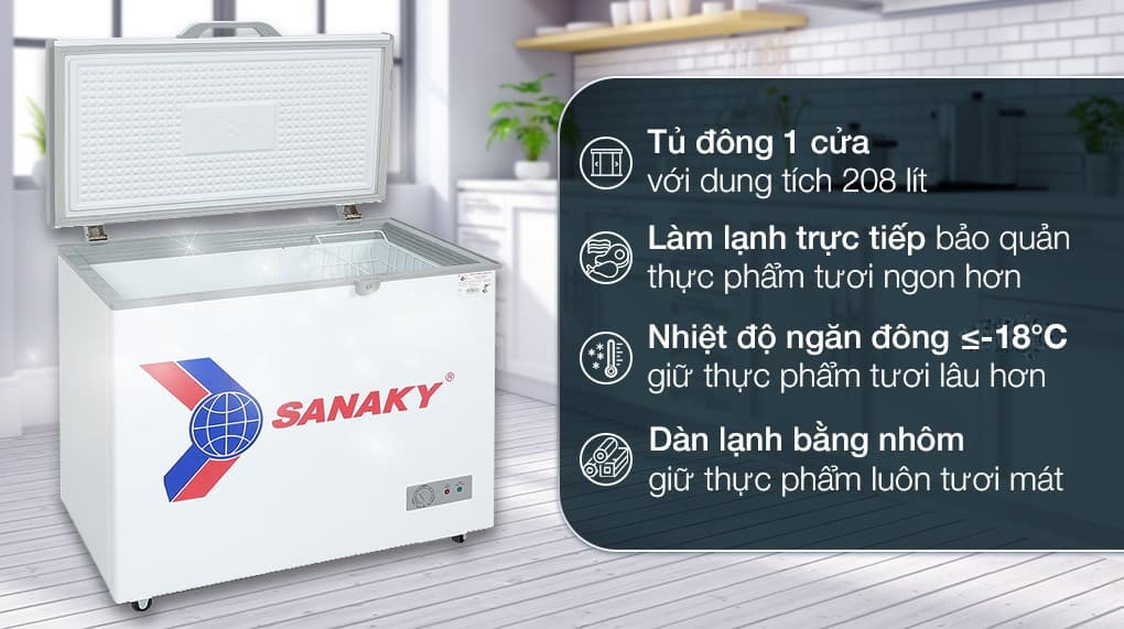 Ảnh Tủ đông SANAKY 208 Lít TD.VH255HY2