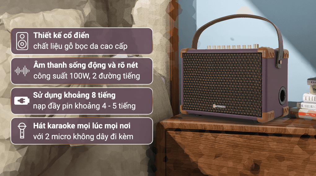 Ảnh Loa karaoke xách tay Sumico BELLA 42 Purple 100W