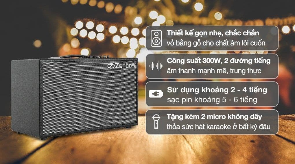 Ảnh Loa karaoke xách tay Zenbos K-180 300W