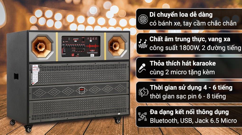 Ảnh Loa kéo karaoke Jammy S8078K 1800W