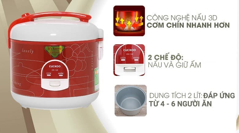 Ảnh Nồi cơm nắp gài Cuckoo 2 lít CR-1122