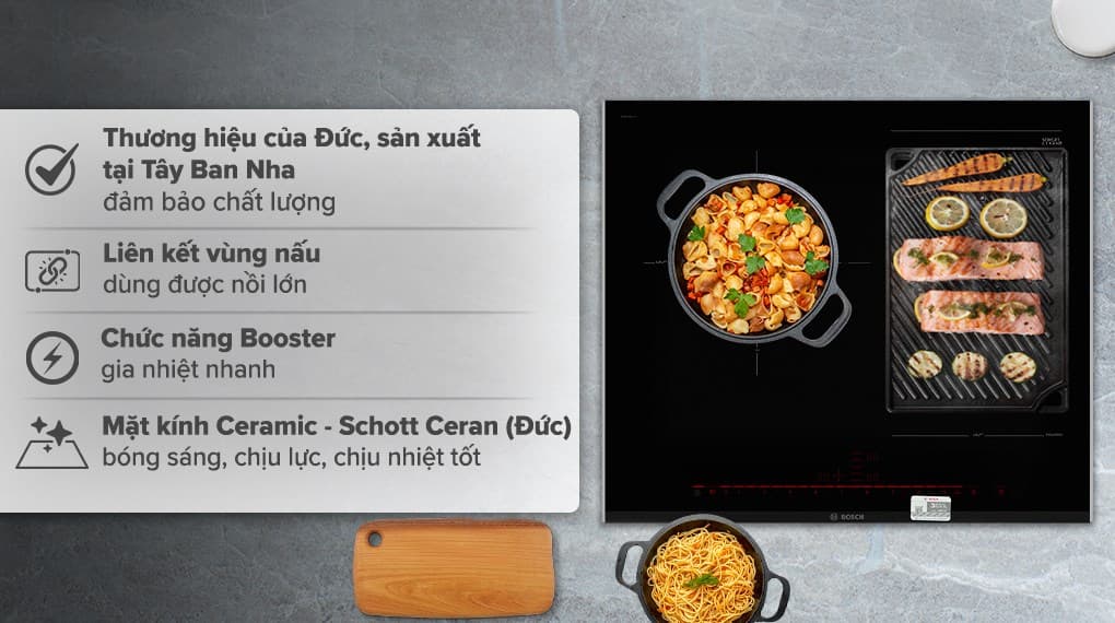 Ảnh Bếp từ 3 vùng nấu lắp âm Bosch PXJ675DC1E