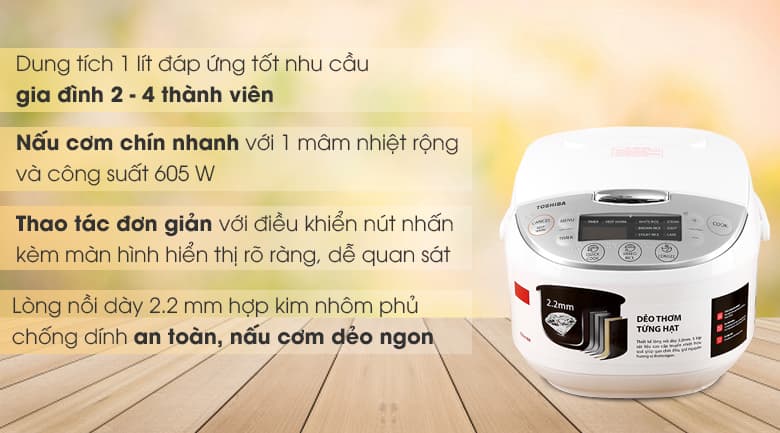 Ảnh Nồi cơm điện tử Toshiba 1 lít RC-10DH2PV(W)