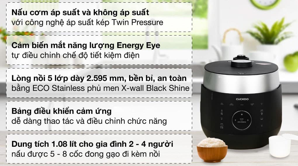 Ảnh Nồi cơm áp suất cao tần Cuckoo 1.08 lít CRP-LHTR0609F/BKSIVNCV