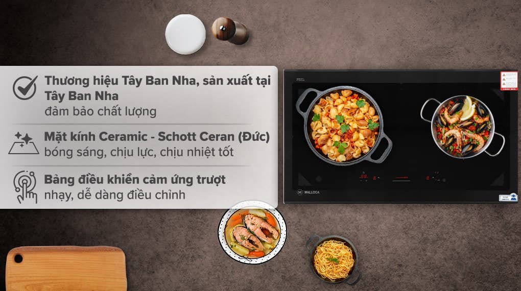 Ảnh Bếp từ đôi lắp âm Malloca MI 732SL