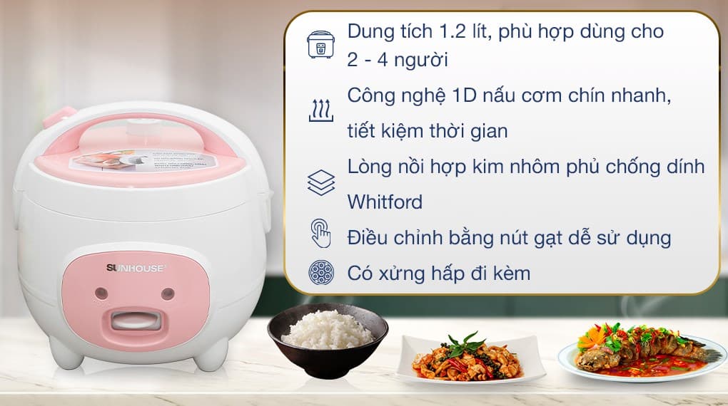 Ảnh Nồi cơm nắp gài Sunhouse 1.2 lít SHD8217W