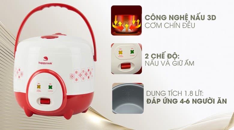 Ảnh Nồi cơm nắp gài Happycook 1.8 lít HC-180A