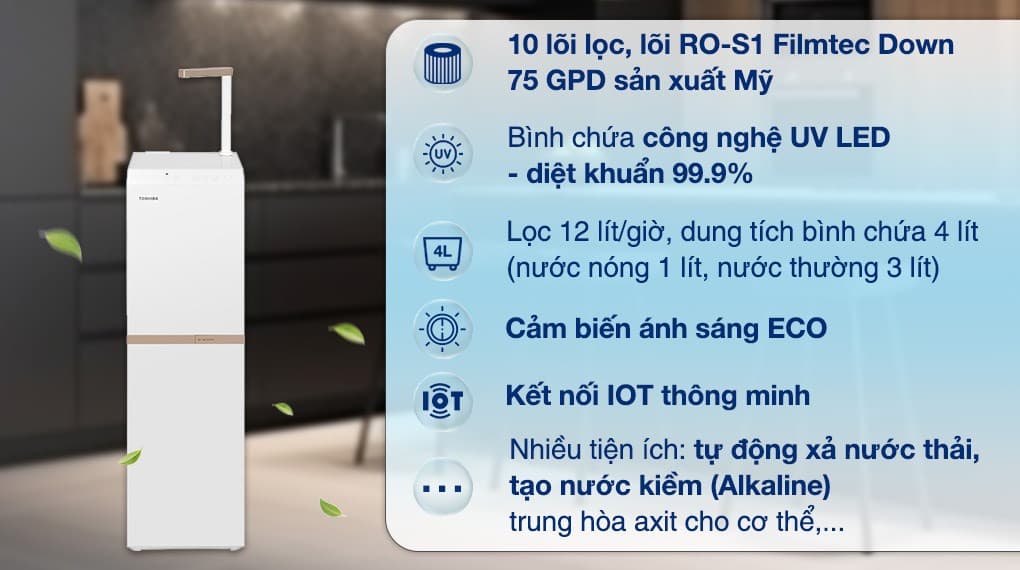 Ảnh Máy lọc nước RO nóng nguội Toshiba TWP-H2396SVN(W) 10 lõi