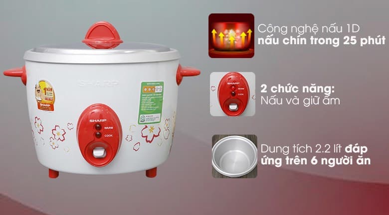 Ảnh Nồi cơm nắp rời Sharp 2.2 lít KSH-D22V