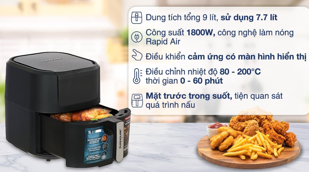 Ảnh Nồi chiên không dầu Sunhouse SHD4089 9 lít