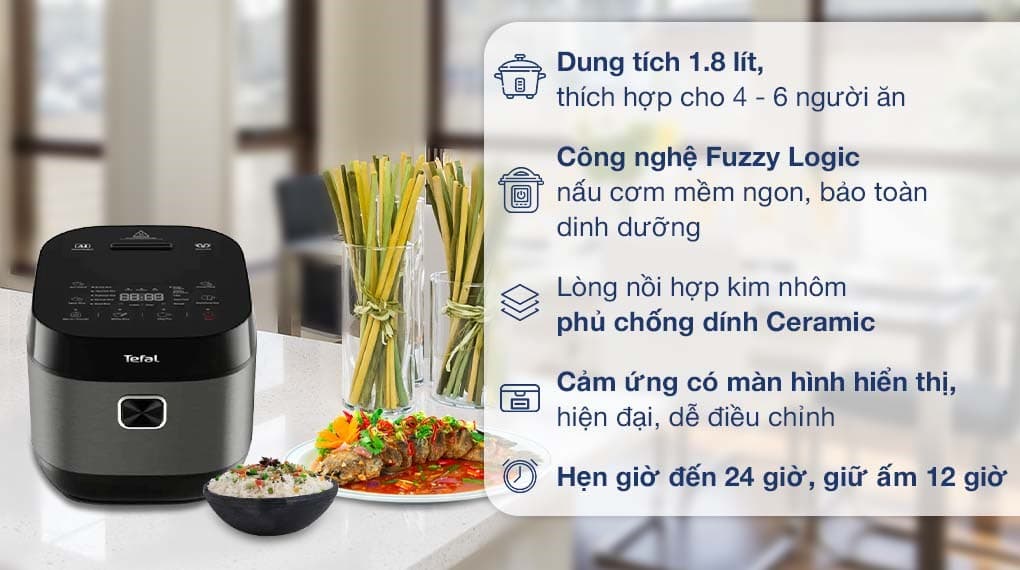 Ảnh Nồi cơm điện tử Tefal 1.8 lít Delirice Plus RK776B68