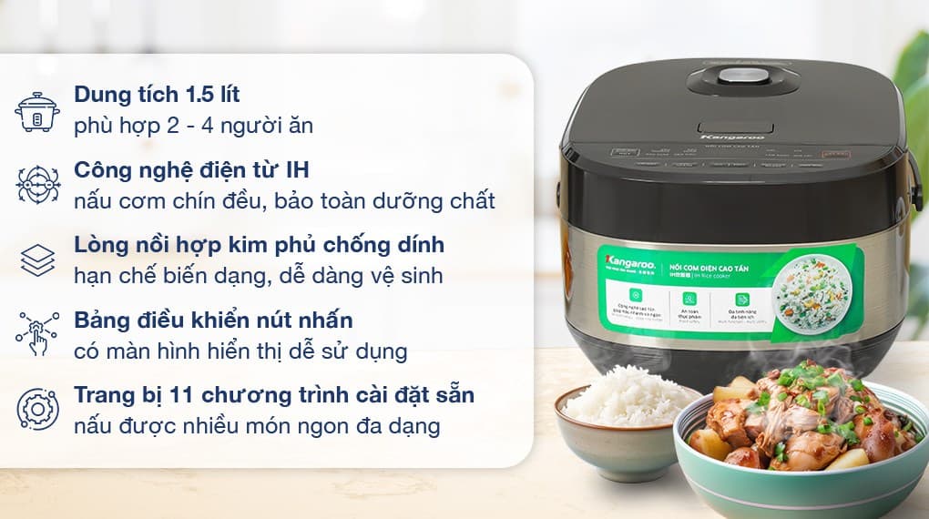Ảnh Nồi cơm cao tần Kangaroo 1.5 lít KG15RIH1