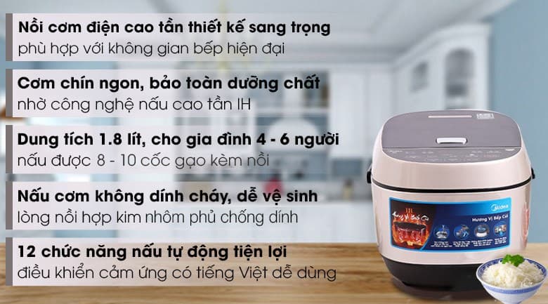 Ảnh Nồi cơm cao tần Midea 1.8 lít MB-HS5008
