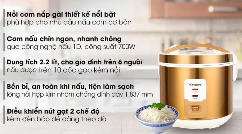 Ảnh Nồi cơm nắp gài Kangaroo 2.2 lít KG572