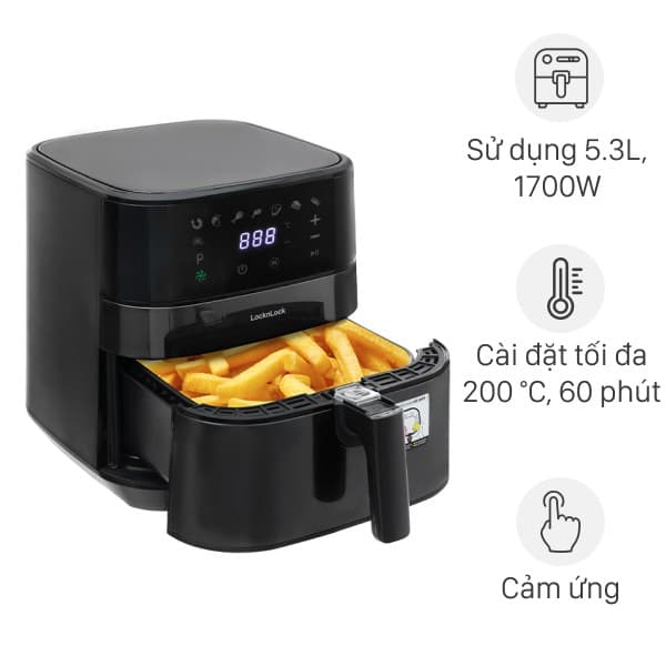 Nồi chiên không dầu Lock&Lock EJF284BLK 5.5 lít