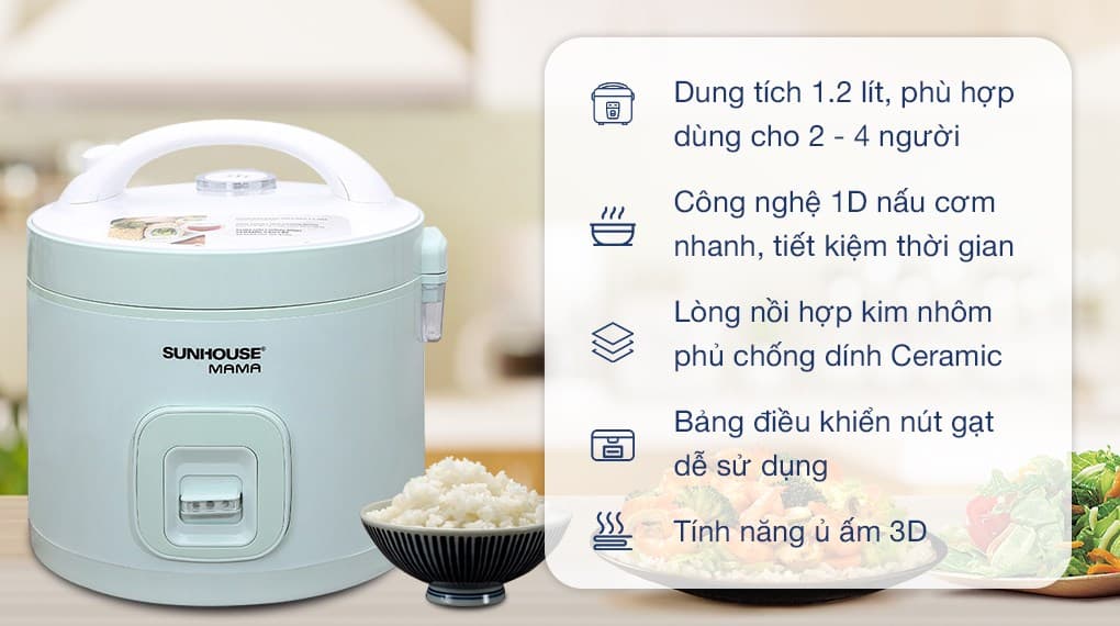 Ảnh Nồi cơm nắp gài Sunhouse Mama 1.2 lít SHD8265B