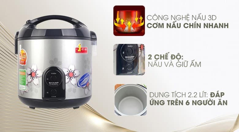 Ảnh Nồi cơm nắp gài Sharp 2.2 lít KS-R231STV