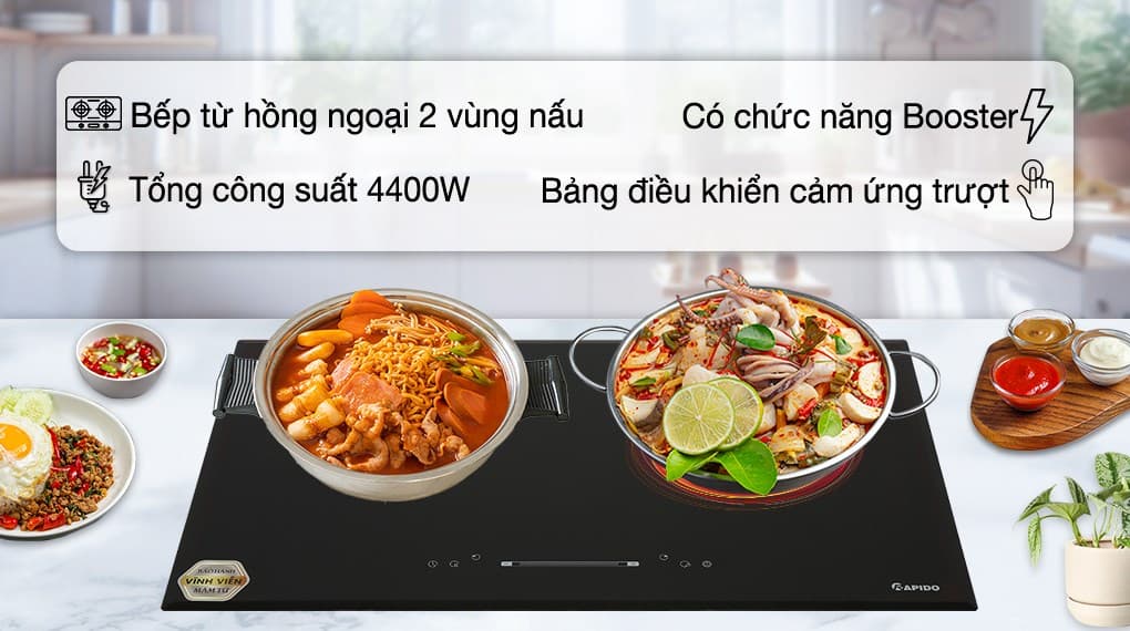 Ảnh Bếp từ hồng ngoại lắp âm Rapido RC4200DS