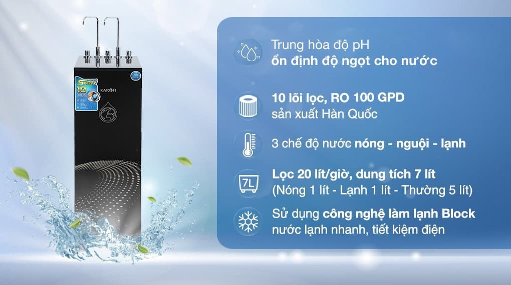Ảnh Máy lọc nước RO nóng nguội lạnh Karofi KAD-X60 10 lõi