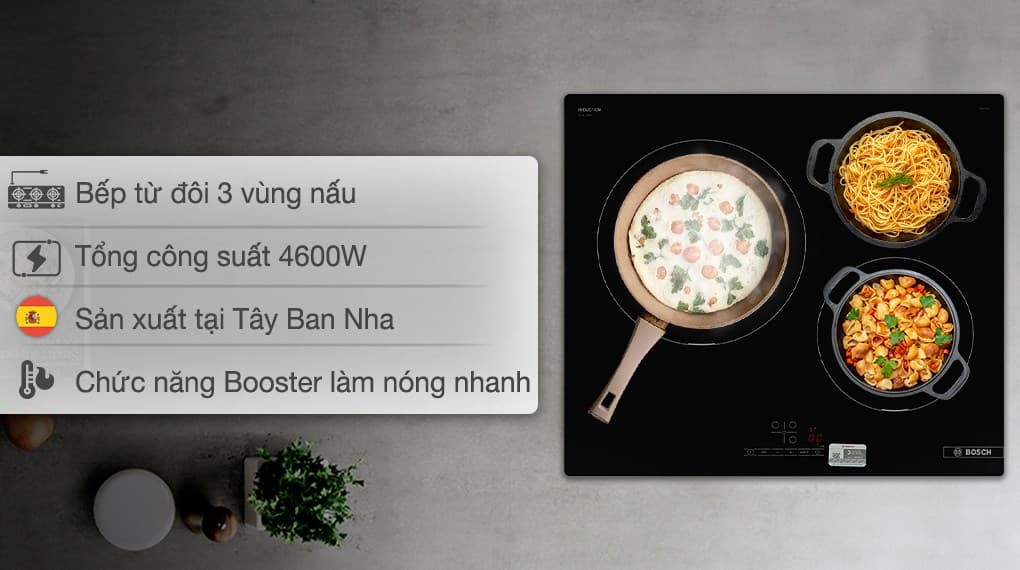 Ảnh Bếp từ 3 vùng nấu lắp âm Bosch PUJ611BB5E
