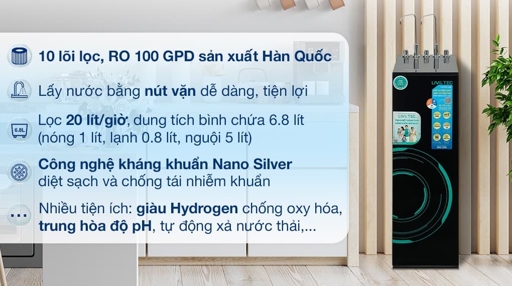 Ảnh Máy lọc nước RO nóng nguội lạnh Livotec 636 10 lõi
