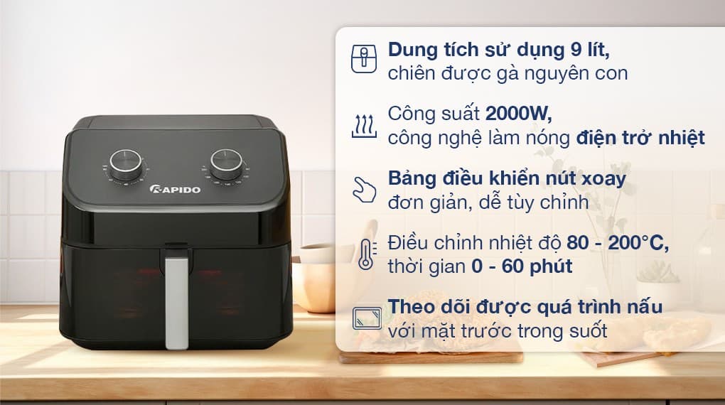 Ảnh Nồi chiên không dầu Rapido RAF-9.0M 9 lít