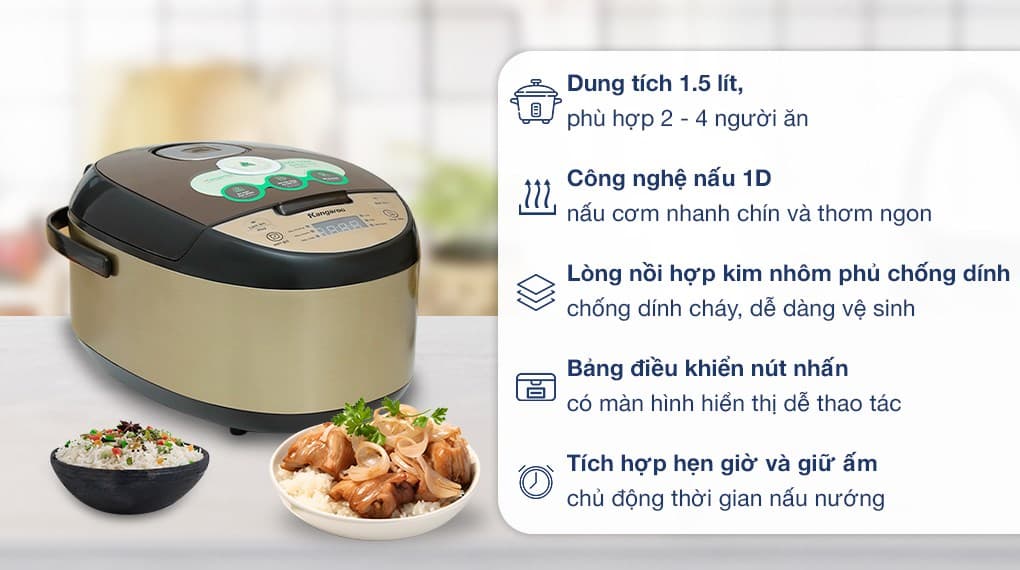 Ảnh Nồi cơm điện tử Kangaroo 1.5 lít KG15RCE2