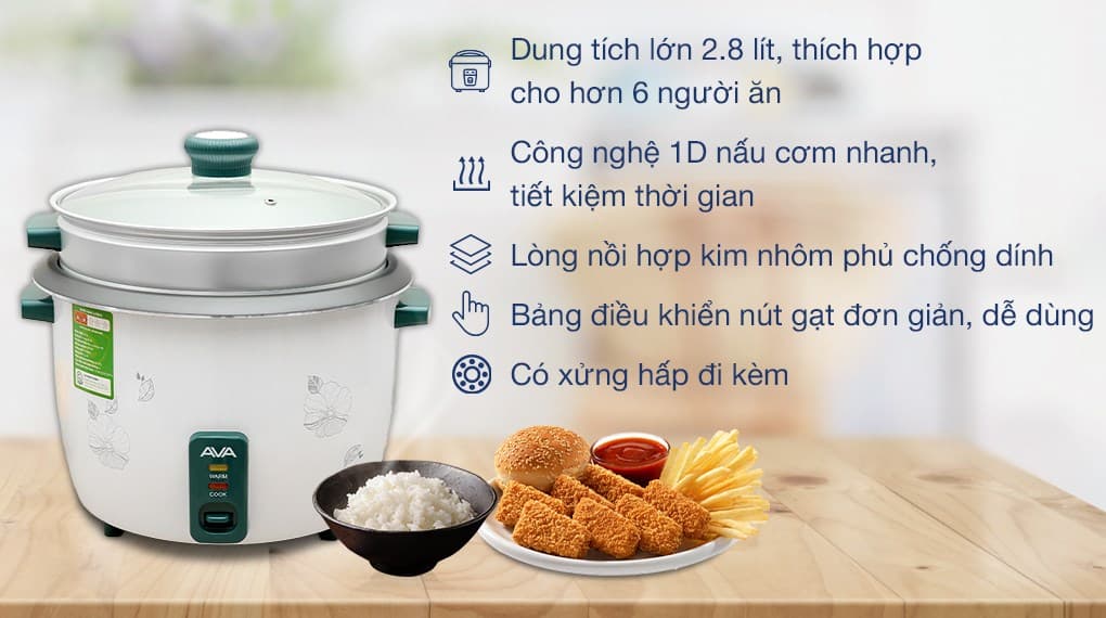 Ảnh Nồi cơm nắp rời AVA 2.8 lít G2507