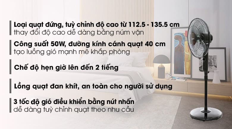 Ảnh Quạt đứng Midea 5 cánh FS40-15Q 50W