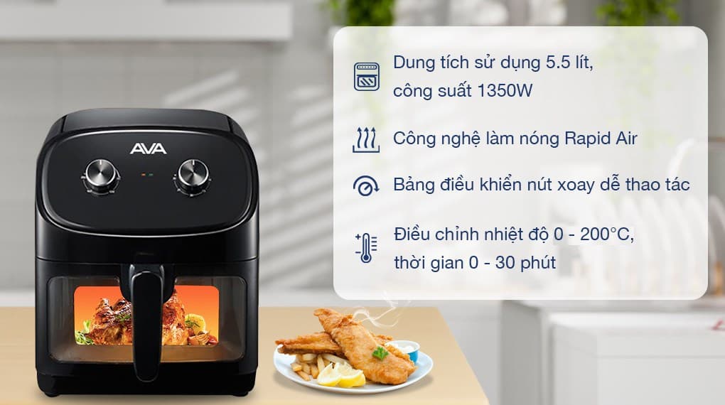 Ảnh Nồi chiên không dầu AVA 55K07A 5.5 lít