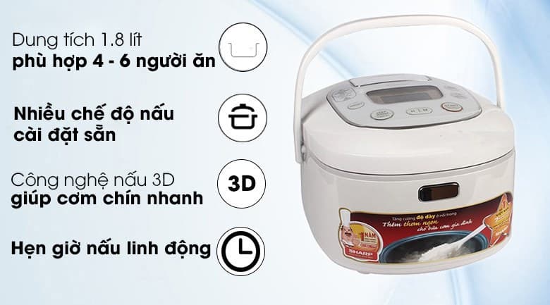 Ảnh Nồi cơm điện tử Sharp 1.8 lít KS-TH18-GL