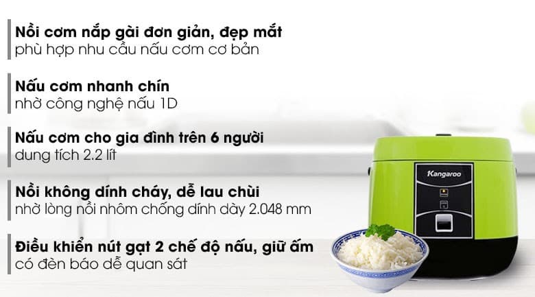 Ảnh Nồi cơm nắp gài Kangaroo 2.2 lít KG22R1