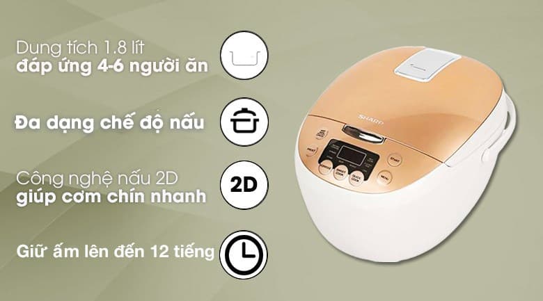 Ảnh Nồi cơm điện tử Sharp 1.8 lít KS-COM181CV-GL