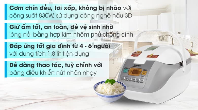 Ảnh Nồi cơm điện tử Sharp 1.8 lít KS-COM18V