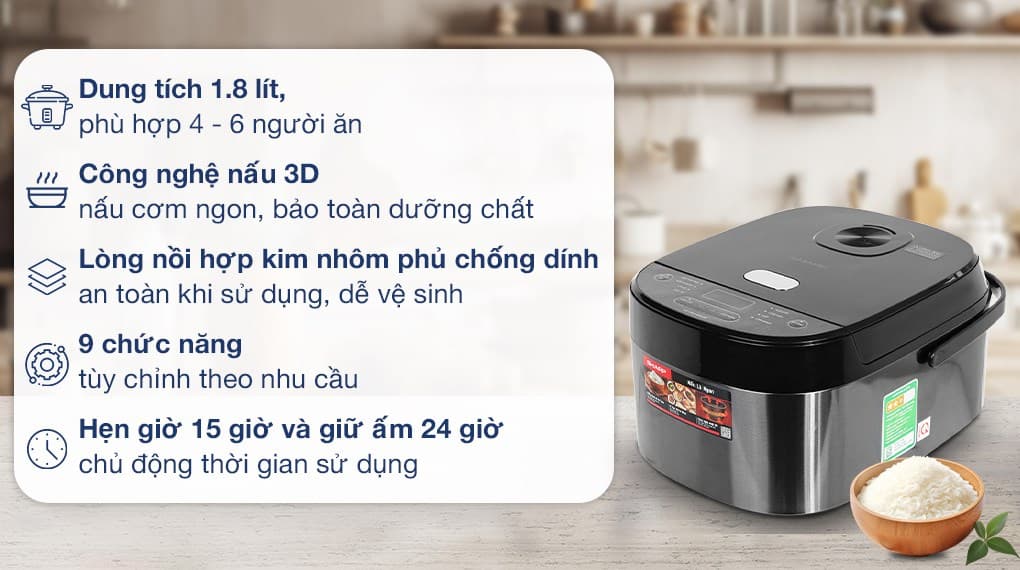 Ảnh Nồi cơm điện tử Sharp 1.8 lít KS-COM194EV-BK