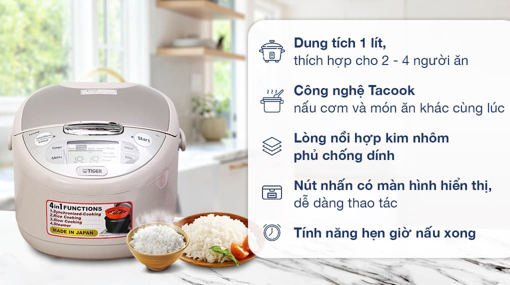 Ảnh Nồi cơm điện tử Tiger 1 lít JAX-S10W