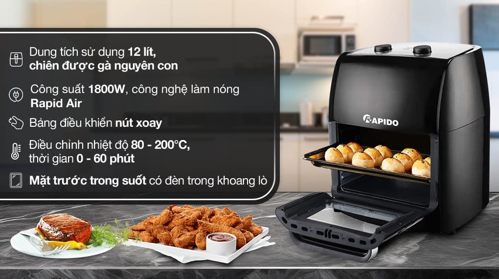 Ảnh Lò chiên không dầu Rapido RAF-12M1 12 lít