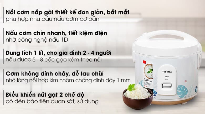 Ảnh Nồi cơm nắp gài Toshiba 1 lít RC-10JH2PV(B)