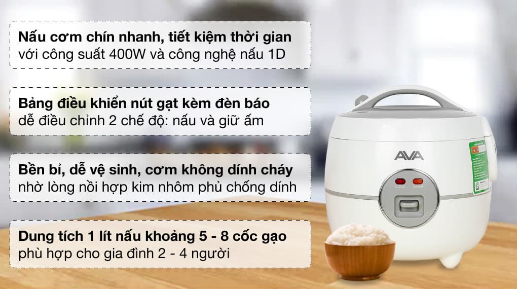 Ảnh Nồi cơm nắp gài AVA 1 lít JRC-100P