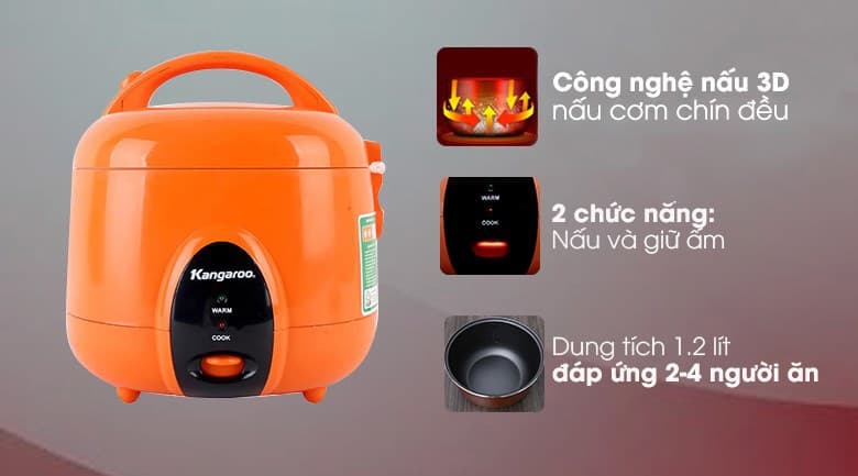 Ảnh Nồi cơm nắp gài Kangaroo 1.2 lít KG826S