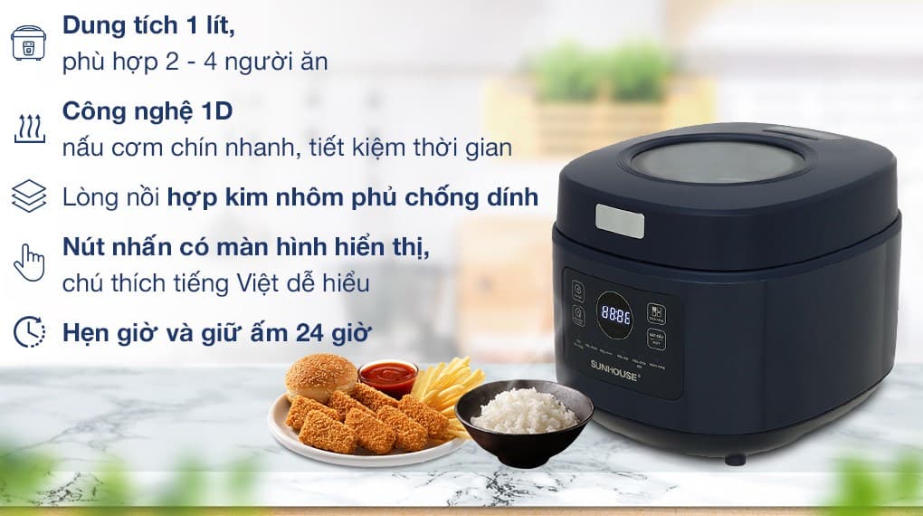 Ảnh Nồi cơm điện tử Sunhouse 1 lít SHD8802