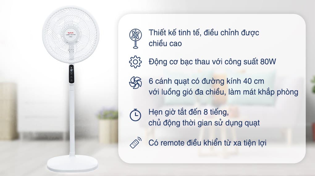 Ảnh Quạt đứng Tefal 6 cánh VH689690 80W
