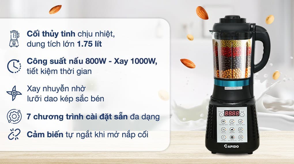 Ảnh Máy làm sữa hạt đa năng Rapido RHB-1800D