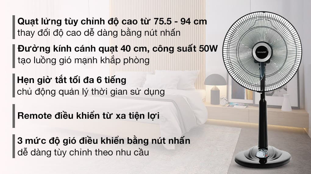 Ảnh Quạt lửng Sharp 3 cánh PJ-L40RV-DG 50W
