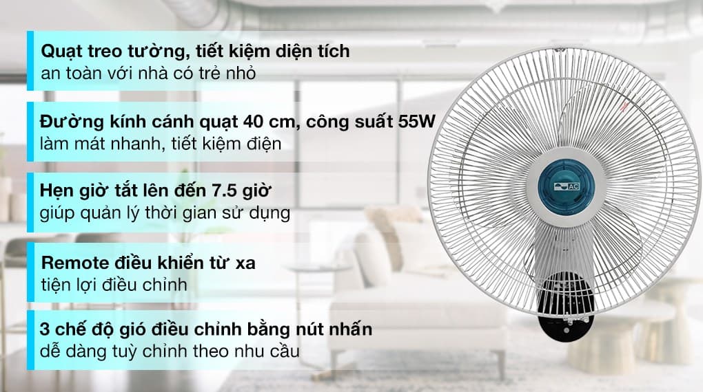 Ảnh Quạt treo tường AC 3 cánh AWF02A163 55W