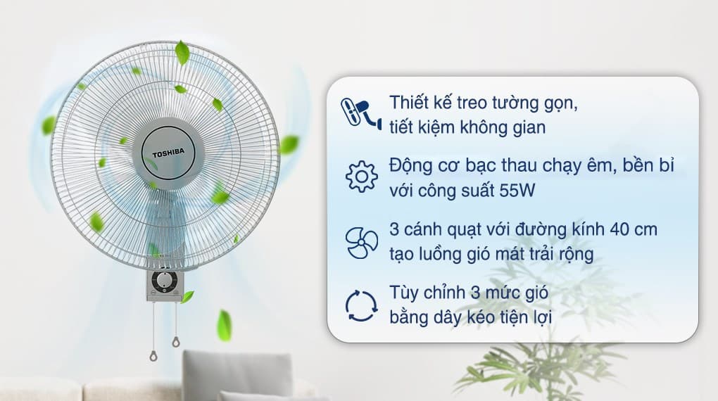 Ảnh Quạt treo tường Toshiba 3 cánh F-AWZ50VN(H) 55W