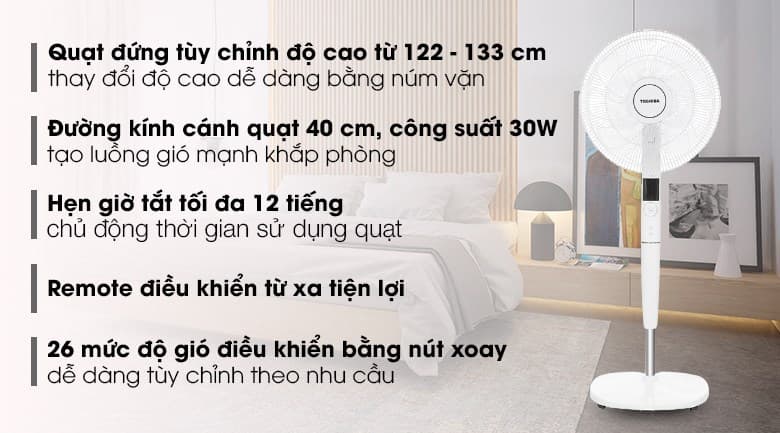 Ảnh Quạt đứng Toshiba 9 cánh DC inverter F-LSD30(W)VN 30W